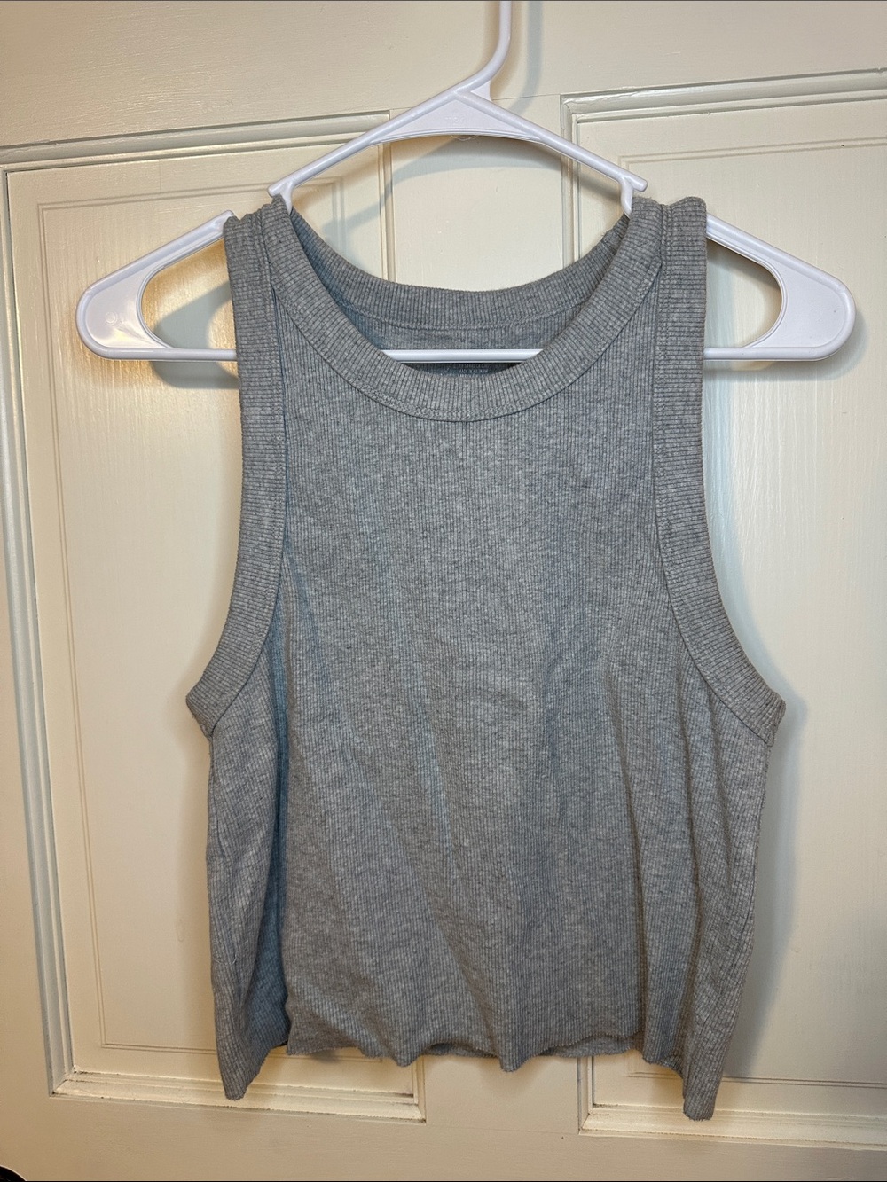 aerie Gray Ribbed Cropped Tank